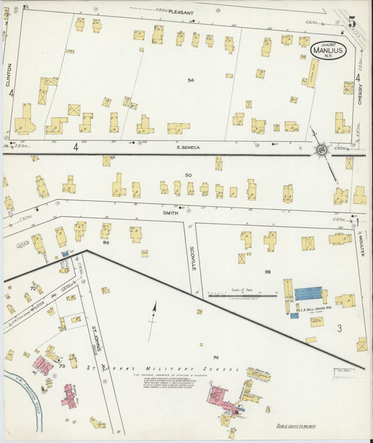 Sanborn Fire Insurance Map from Manlius, Onondaga County, New York (1917), Sheet #0005 - Historic Sanborn Fire Insurance Map Print, vintage old map wall art, antique decor, genealogy gift, New York New York map