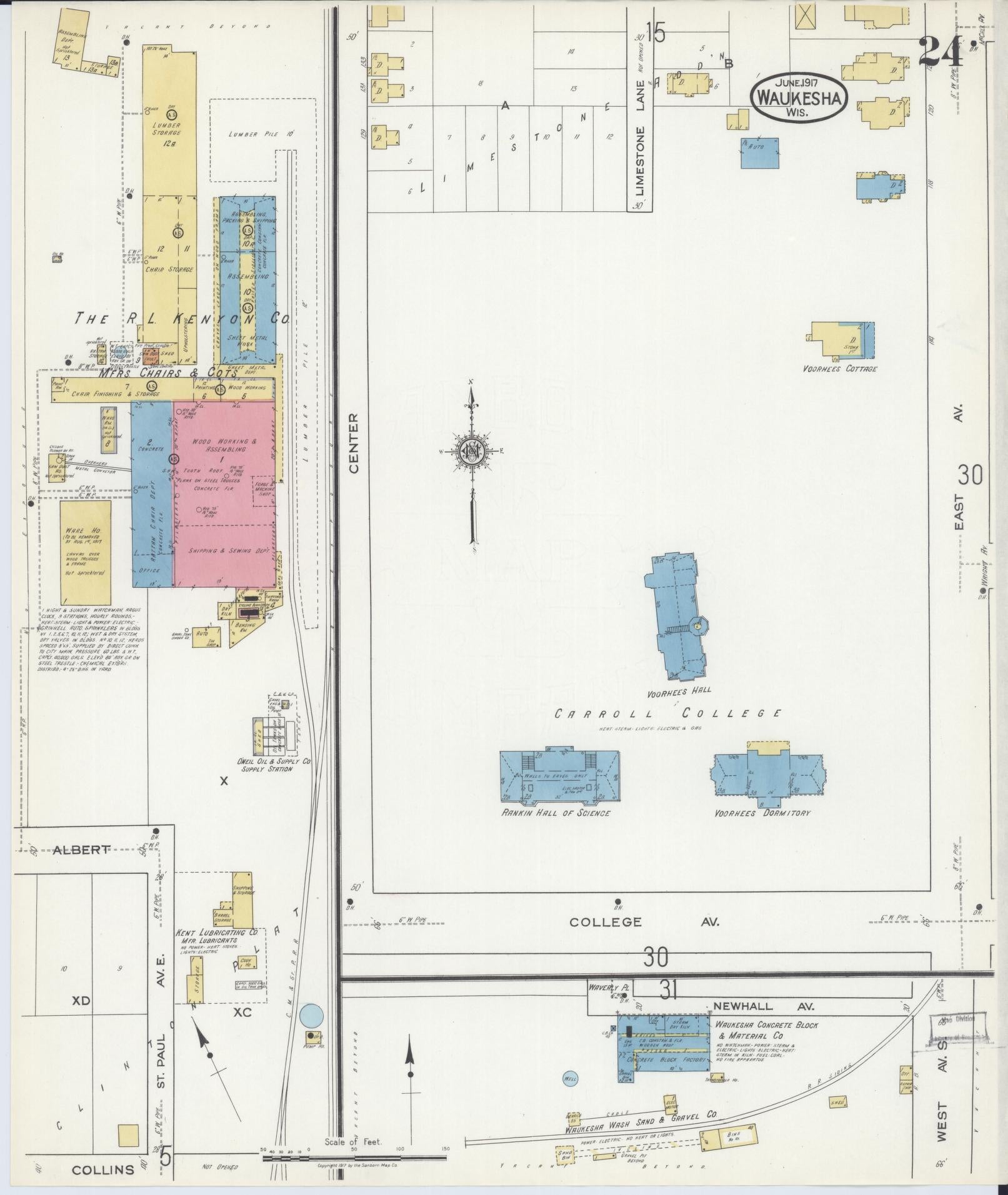 Sanborn Fire Insurance Map from Waukesha, Waukesha County, Wisconsin (1917), Sheet #0024 - Complete Map Set gallery image, historic Sanborn map, vintage wall art, Wisconsin Wisconsin