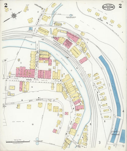 Sanborn Fire Insurance Map from Keystone, Mcdowell County, West Virginia (1923), Sheet #0002 - Complete Map Set gallery image, historic Sanborn map, vintage wall art, West Virginia West Virginia