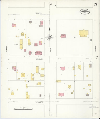 Sanborn Fire Insurance Map from Spanish Fork, Utah County, Utah (1908), Sheet #0005 - Complete Map Set gallery image, historic Sanborn map, vintage wall art, Spanish Fork Utah