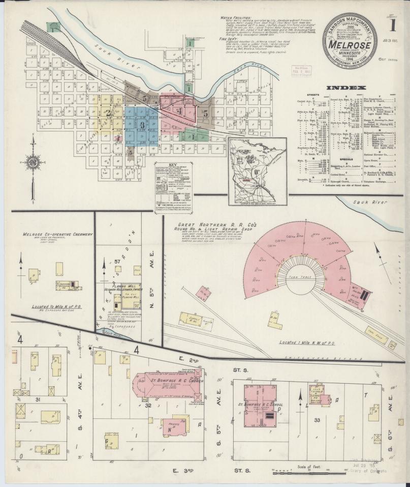 Sanborn Fire Insurance Map from Melrose, Stearns County, Minnesota. (1914) – Map View
