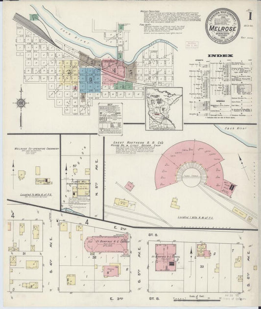 Sanborn Fire Insurance Map from Melrose, Stearns County, Minnesota. (1914) – Map View