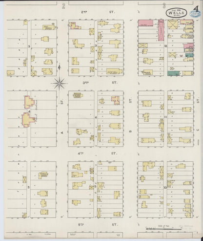 Sanborn Fire Insurance Map from Wells, Faribault County, Minnesota (1894), Sheet #0004 - Historic Sanborn Fire Insurance Map Print, vintage old map wall art, antique decor, genealogy gift, Minnesota Minnesota map