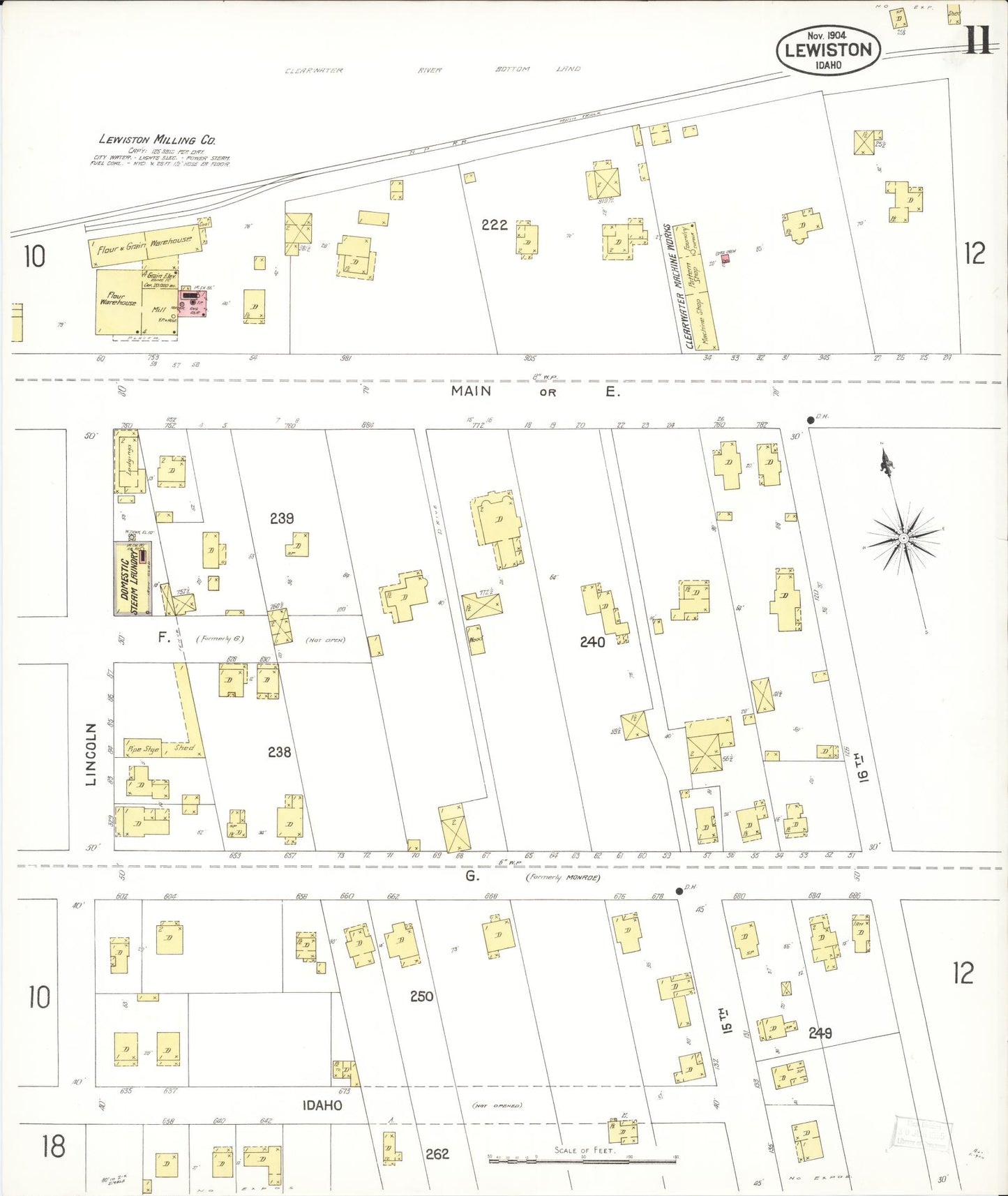Sanborn Fire Insurance Map from Lewiston, Nez Perce County, Idaho (1904), Sheet #0011 - Historic Sanborn Fire Insurance Map Print, vintage old map wall art, antique decor, genealogy gift, Idaho Idaho map