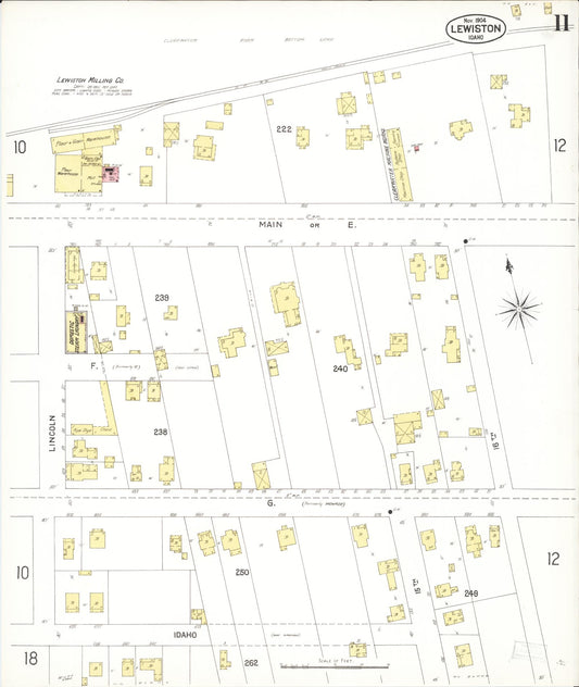 Sanborn Fire Insurance Map from Lewiston, Nez Perce County, Idaho (1904), Sheet #0011 - Historic Sanborn Fire Insurance Map Print, vintage old map wall art, antique decor, genealogy gift, Idaho Idaho map