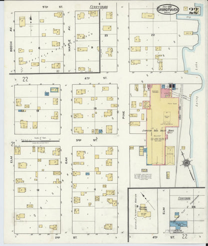 Sanborn Fire Insurance Map from Grand Haven, Ottawa County, Michigan (1920), Sheet #0022 - Complete Map Set gallery image, historic Sanborn map, vintage wall art, Michigan Michigan