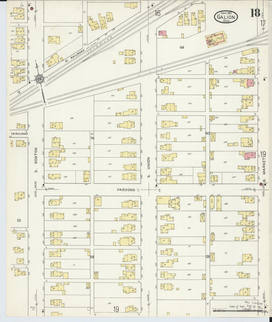 Sanborn Fire Insurance Map from Galion, Crawford County, Ohio (1913), Sheet #0018 - Historic Sanborn Fire Insurance Map Print, vintage old map wall art, antique decor, genealogy gift, Ohio Ohio map