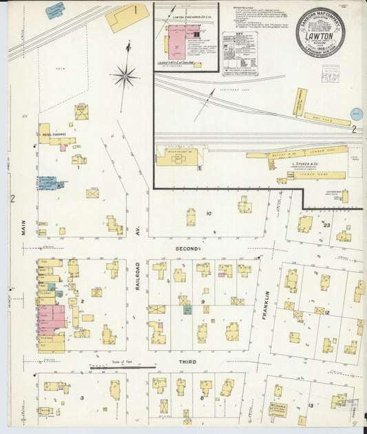 Sanborn Fire Insurance Map from Lawton, Van Buren County, Michigan (1908), Sheet #0001 - Complete Map Set gallery image, historic Sanborn map, vintage wall art, Michigan Michigan
