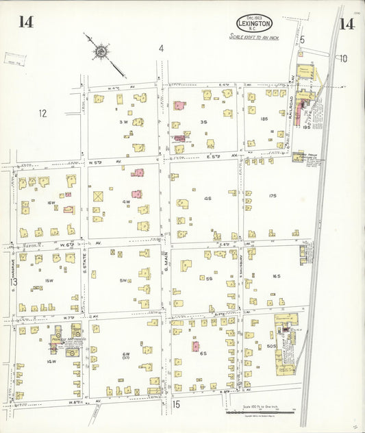 Sanborn Fire Insurance Map from Lexington, Davidson County, North Carolina (1923), Sheet #0014 - Historic Sanborn Fire Insurance Map Print, vintage old map wall art, antique decor, genealogy gift, North Carolina North Carolina map