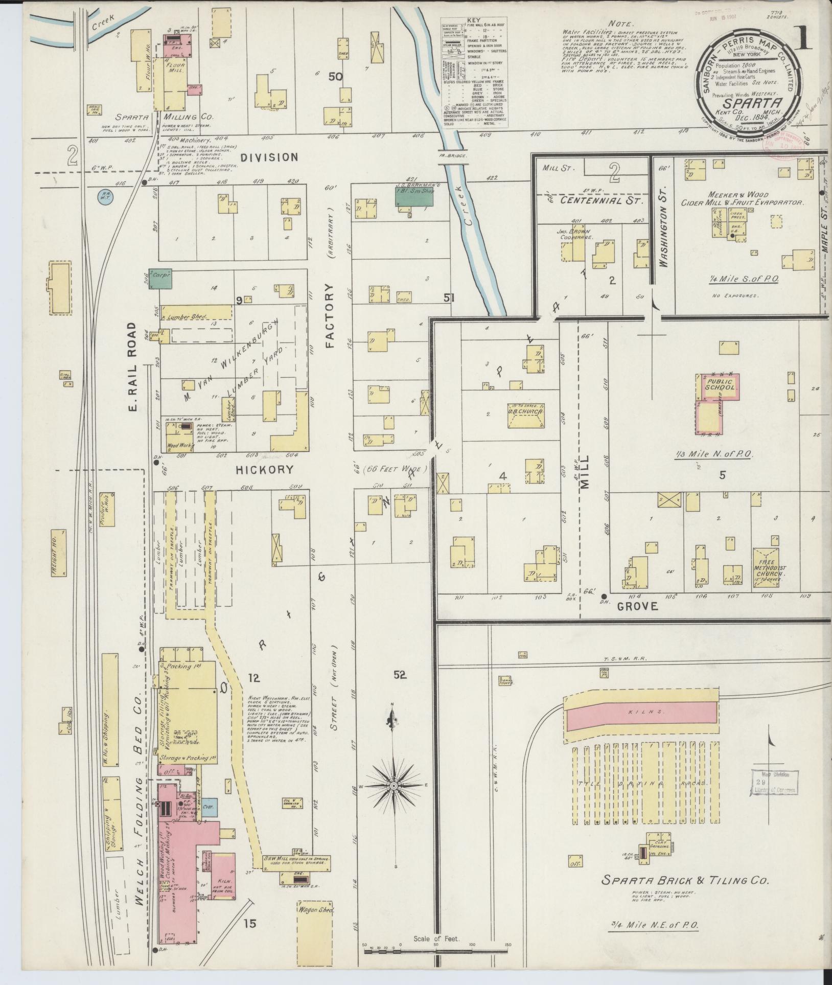 Sanborn Fire Insurance Map from Sparta, Kent County, Michigan (1894), Sheet #0001 - Complete Map Set gallery image, historic Sanborn map, vintage wall art, Michigan Michigan