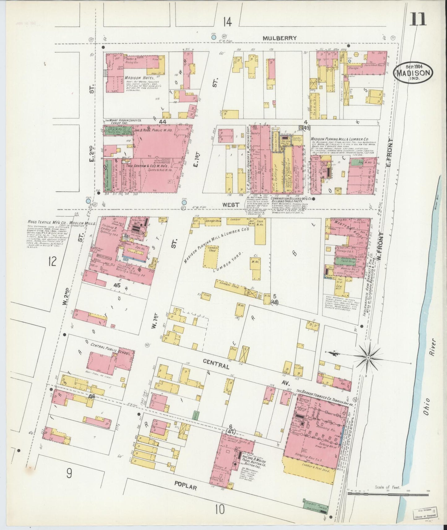 Sanborn Fire Insurance Map from Madison, Jefferson County, Indiana (1904), Sheet #0011 - Complete Map Set gallery image, historic Sanborn map, vintage wall art, Indiana Indiana