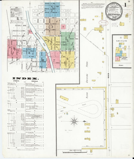 Sanborn Fire Insurance Map from Independence, Buchanan County, Iowa (1899), Sheet #0001 - Historic Sanborn Fire Insurance Map Print, vintage old map wall art