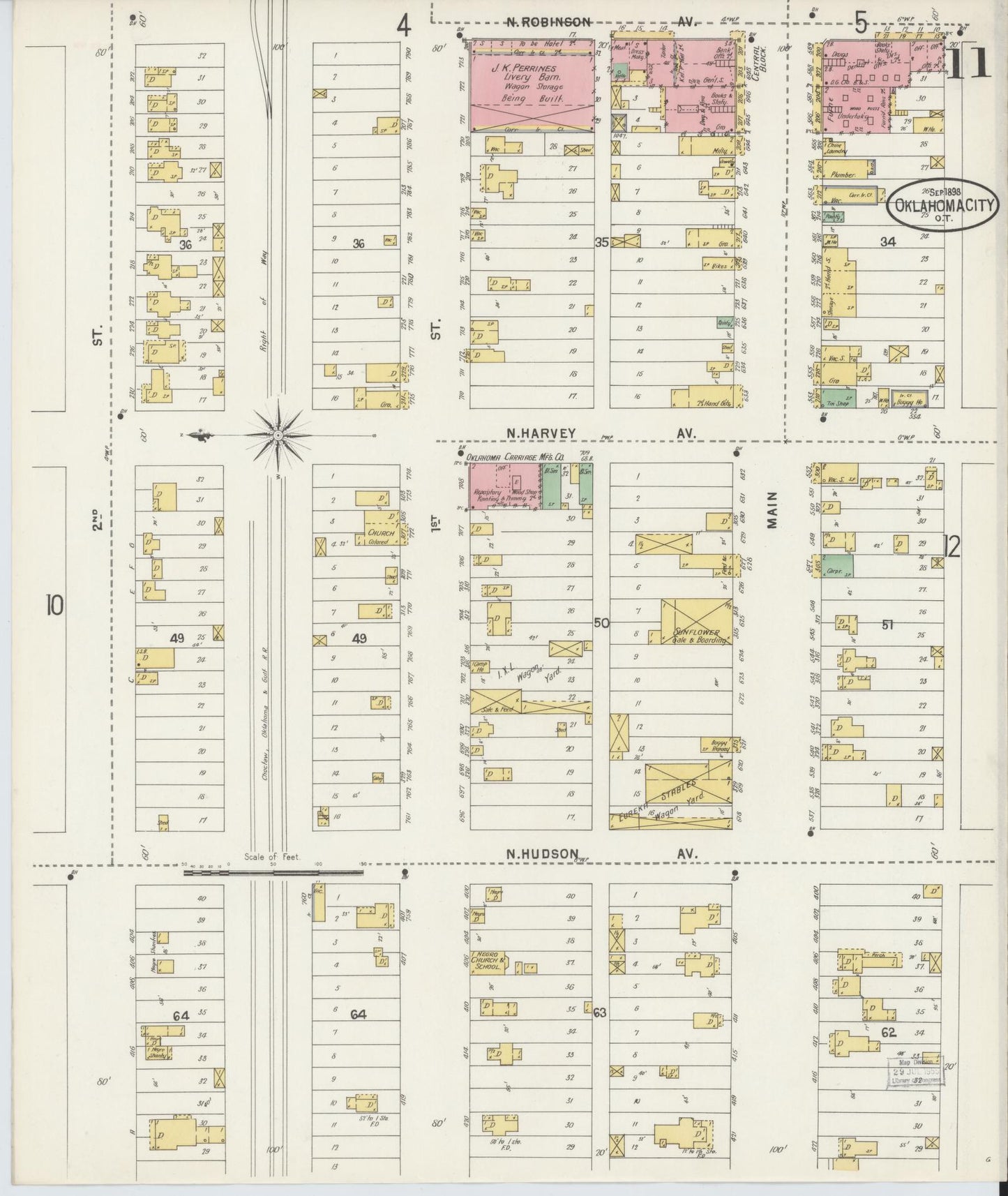 Sanborn Fire Insurance Map from Oklahoma City, Oklahoma County, Oklahoma (1898), Sheet #0011 - Complete Map Set gallery image, historic Sanborn map, vintage wall art, Oklahoma City Oklahoma