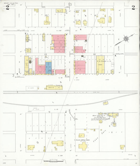 Sanborn Fire Insurance Map from Mount Calm, Hill County, Texas (1937), Sheet #0002 - Historic Sanborn Fire Insurance Map Print, vintage old map wall art, antique decor, genealogy gift, Texas Texas map