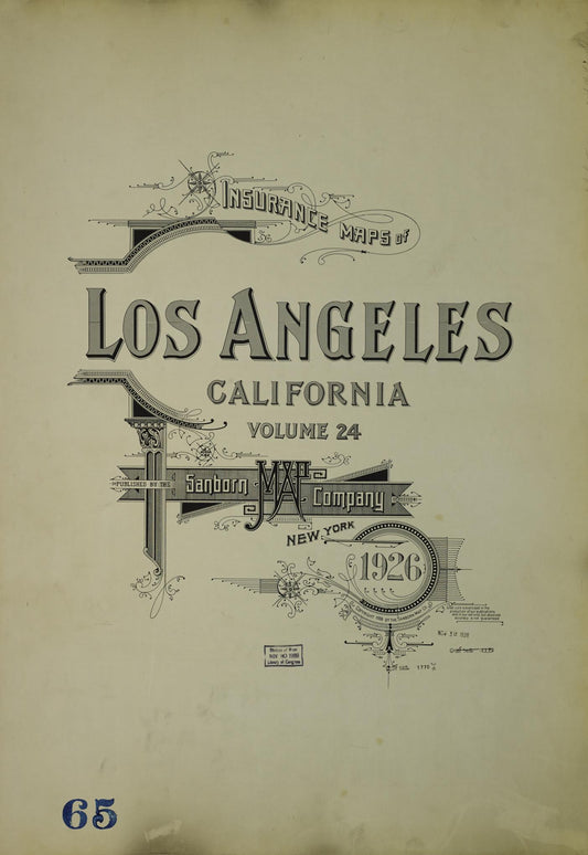 Sanborn Fire Insurance Map from Los Angeles, Los Angeles County, California (1926), Sheet #0001 - Historic Sanborn Fire Insurance Map Print, vintage old map wall art, antique decor, genealogy gift, California California map