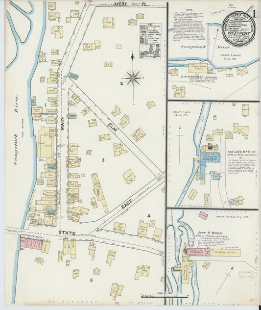 Sanborn Fire Insurance Map from Westport, Fairfield County, Connecticut (1891), Sheet #0001 - Complete Map Set gallery image, historic Sanborn map, vintage wall art, Connecticut Connecticut