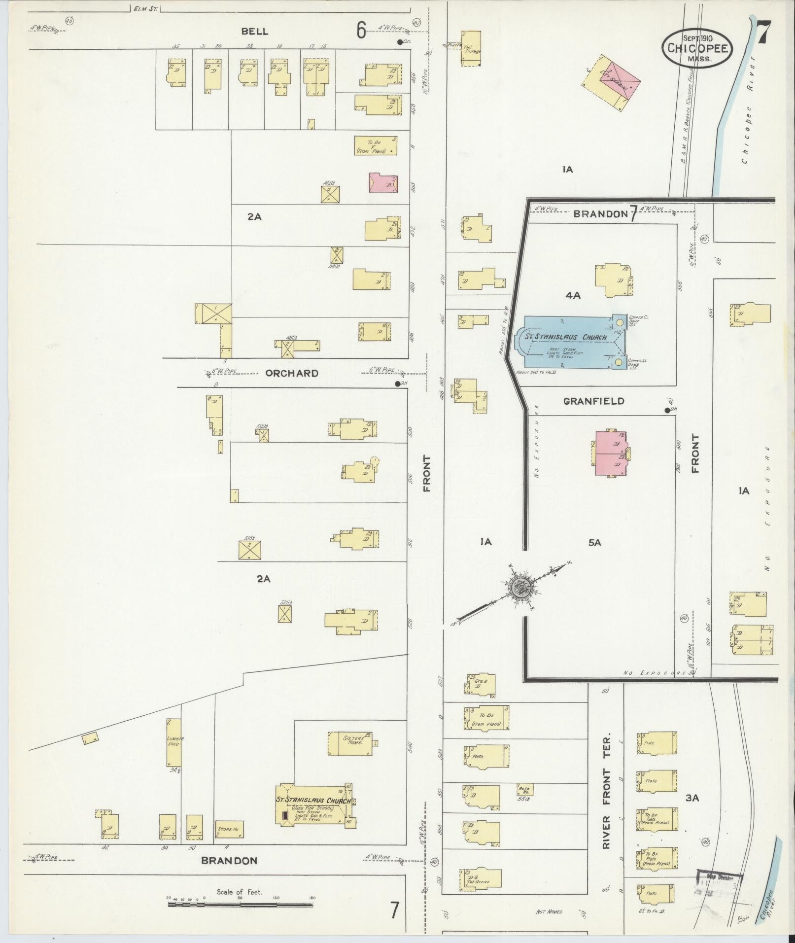 Sanborn Fire Insurance Map from Chicopee, Hampden County, Massachusetts (1910), Sheet #0007 - Complete Map Set gallery image, historic Sanborn map, vintage wall art, Massachusetts Massachusetts