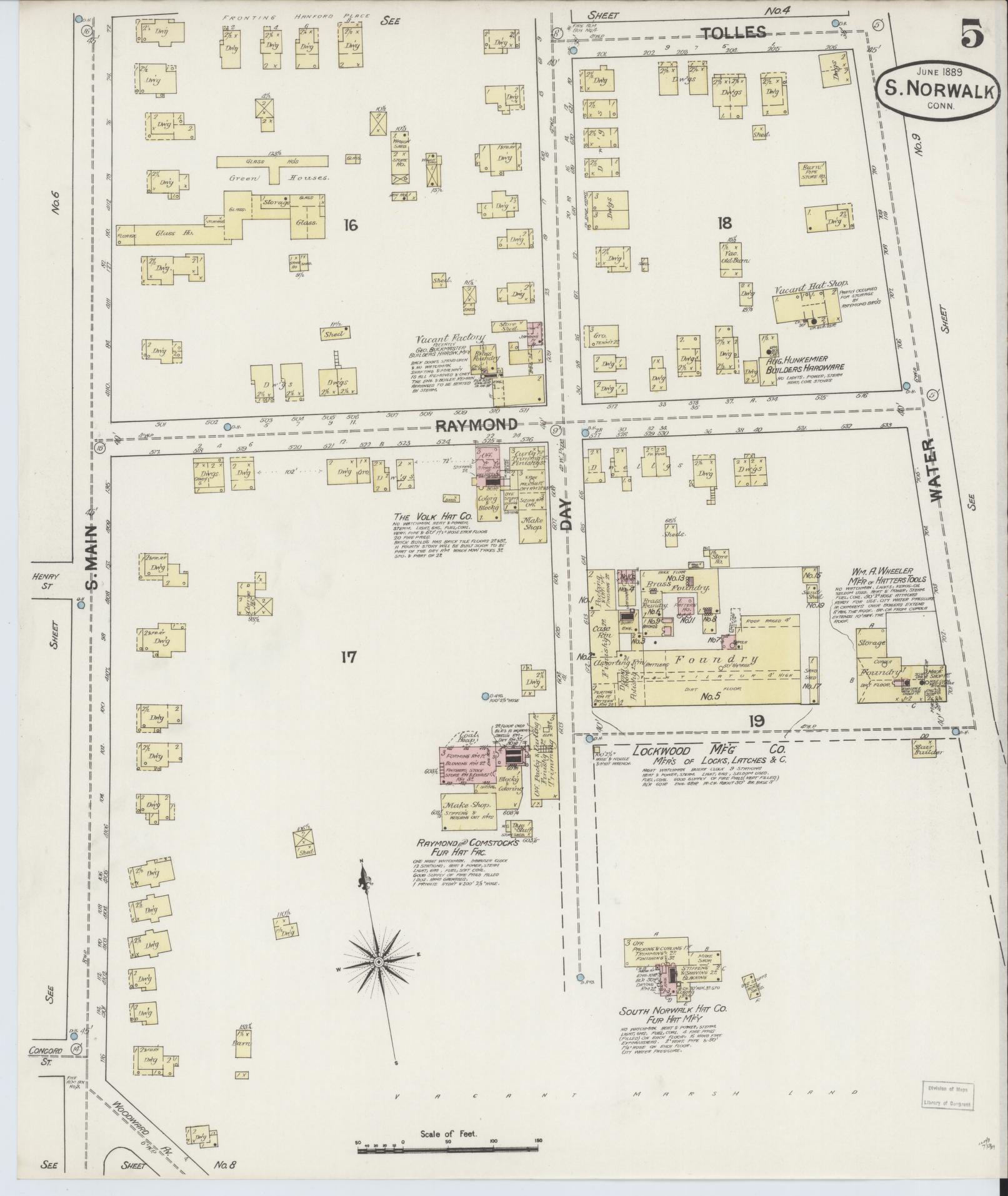 Sanborn Fire Insurance Map from South Norwalk, Fairfield County, Connecticut (1889), Sheet #0005 - Complete Map Set gallery image, historic Sanborn map, vintage wall art, Connecticut Connecticut