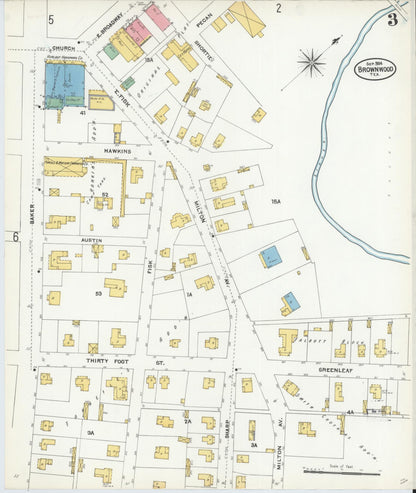 Sanborn Fire Insurance Map from Brownwood, Brown County, Texas (1904), Sheet #0003 - Complete Map Set gallery image, historic Sanborn map, vintage wall art, Texas Texas