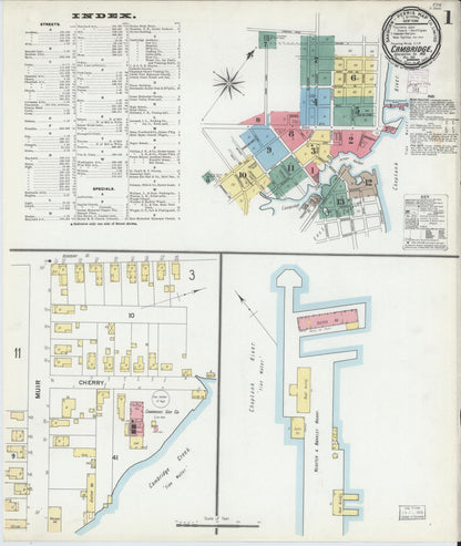 Sanborn Fire Insurance Map from Cambridge, Dorchester County, Maryland (1901), Sheet #0001 - Complete Map Set gallery image, historic Sanborn map, vintage wall art, Maryland Maryland