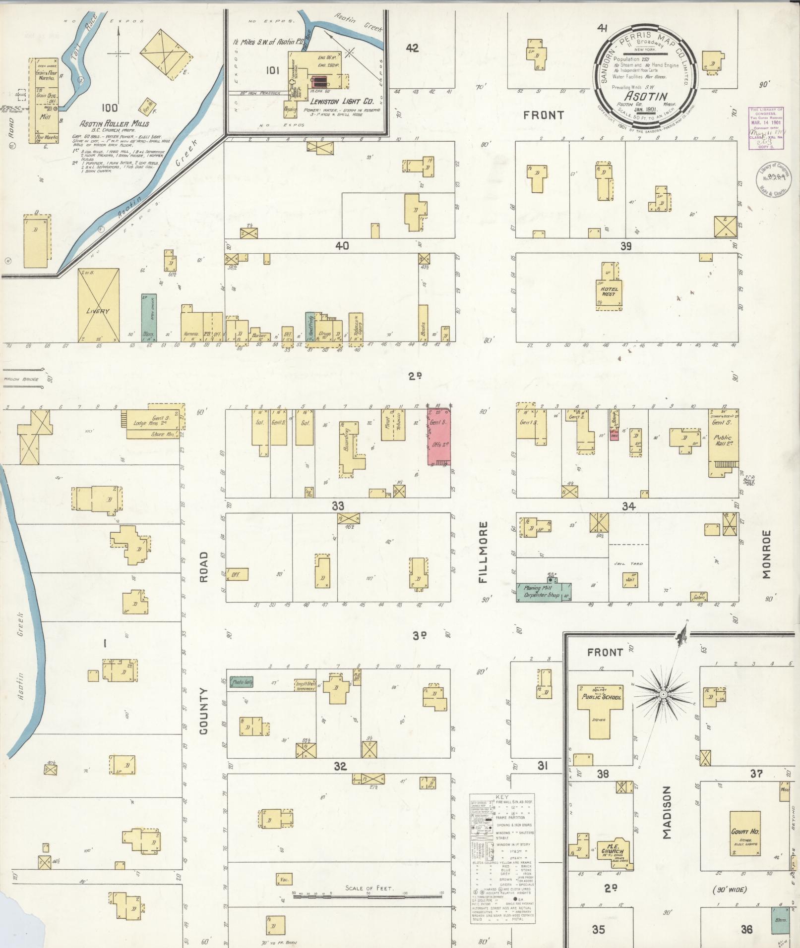 Sanborn Fire Insurance Map from Asotin, Asotin County, Washington (1901), Sheet #0001 - Historic Sanborn Fire Insurance Map Print, vintage old map wall art, antique decor, genealogy gift, Washington Washington map