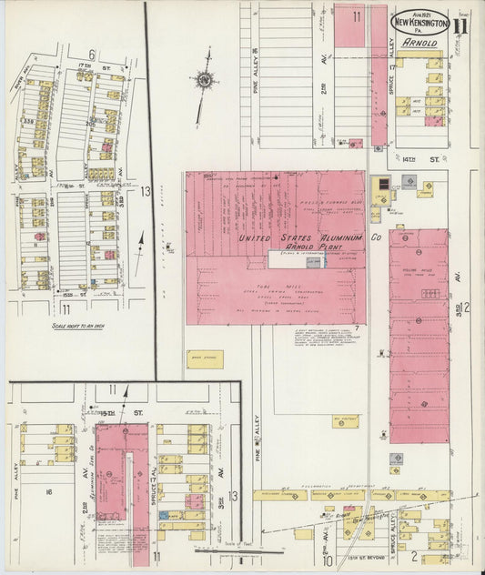 Sanborn Fire Insurance Map from New Kensington, Westmoreland County, Pennsylvania (1921), Sheet #0011 - Historic Sanborn Fire Insurance Map Print, vintage old map wall art, antique decor, genealogy gift, Pennsylvania Pennsylvania map