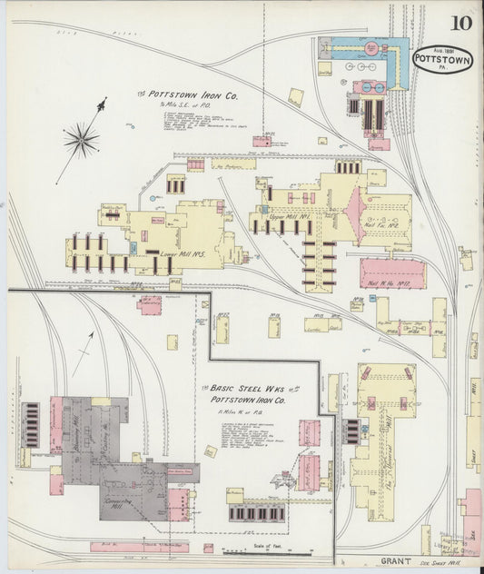 Sanborn Fire Insurance Map from Pottstown, Montgomery County, Pennsylvania (1891), Sheet #0010 - Historic Sanborn Fire Insurance Map Print, vintage old map wall art, antique decor, genealogy gift, Pennsylvania Pennsylvania map