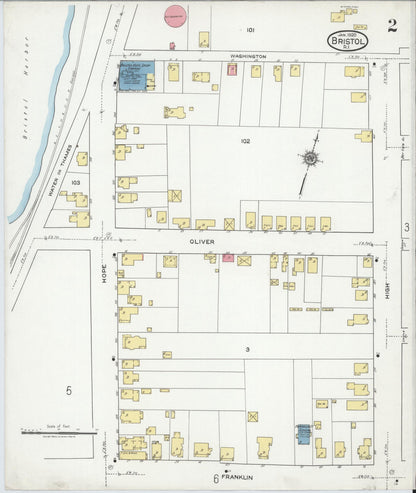 Sanborn Fire Insurance Map from Bristol, Bristol County, Rhode Island (1920), Sheet #0002 - Complete Map Set gallery image, historic Sanborn map, vintage wall art, Rhode Island Rhode Island