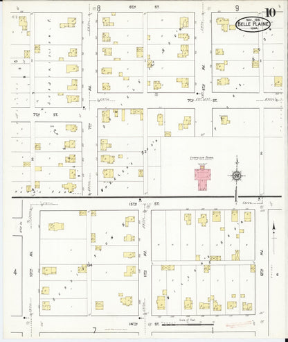 Sanborn Fire Insurance Map from Belle Plaine, Benton County, Iowa (1916), Sheet #0010 - Historic Sanborn Fire Insurance Map Print