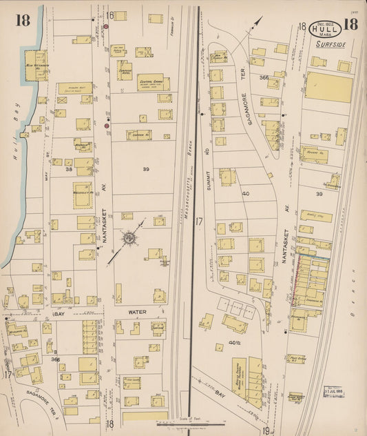 Sanborn Fire Insurance Map from Hull, Plymouth County, Massachusetts (1922), Sheet #0018 - Historic Sanborn Fire Insurance Map Print, vintage old map wall art, antique decor, genealogy gift, Massachusetts Massachusetts map