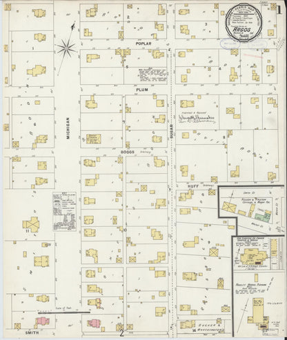 Sanborn Fire Insurance Map from Argos, Marshall County, Indiana (1898), Sheet #0001 - Complete Map Set gallery image, historic Sanborn map, vintage wall art, Indiana Indiana