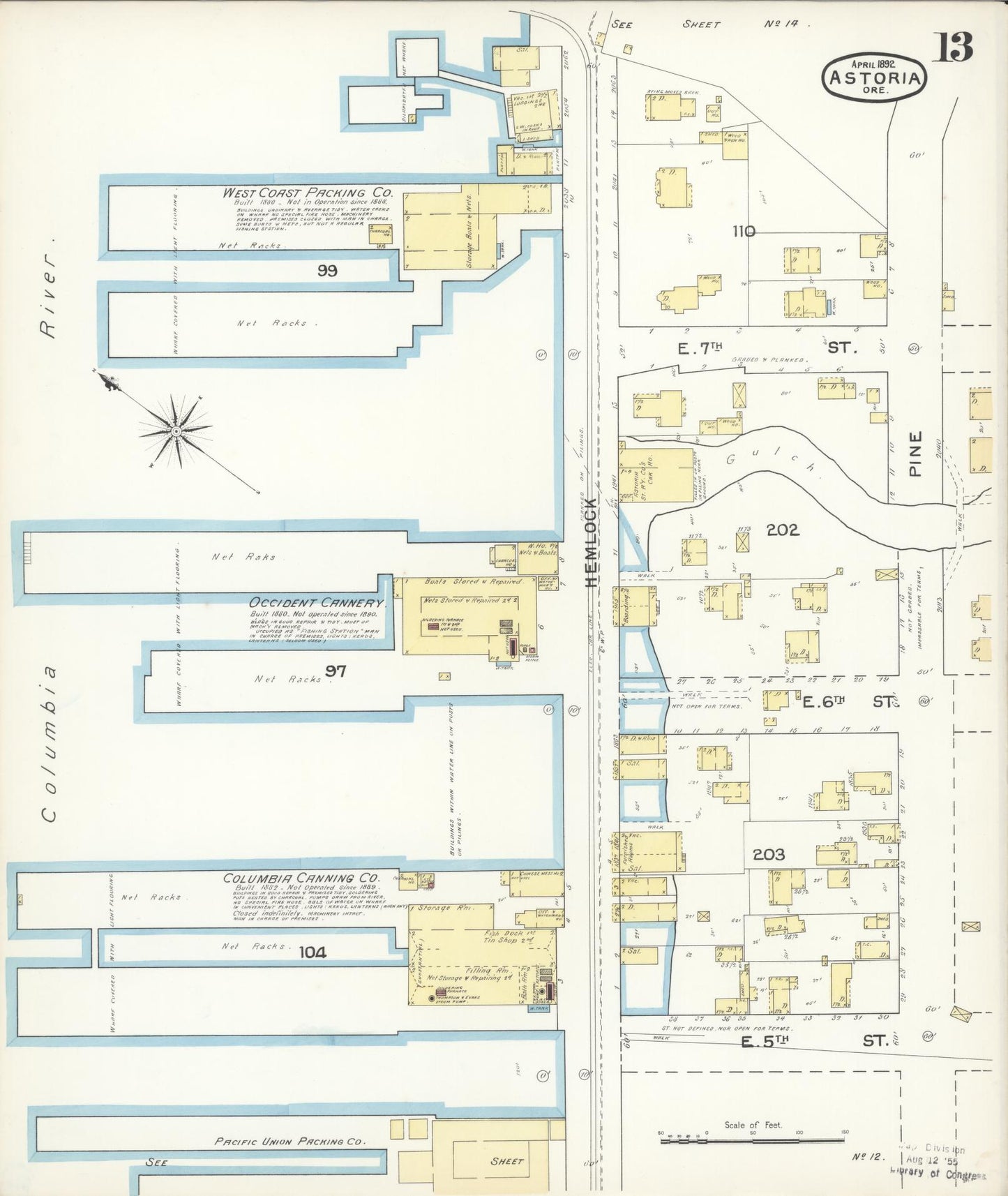 Sanborn Fire Insurance Map from Astoria, Clatsop County, Oregon (1892), Sheet #0013 - Complete Map Set gallery image, historic Sanborn map, vintage wall art, Oregon Oregon