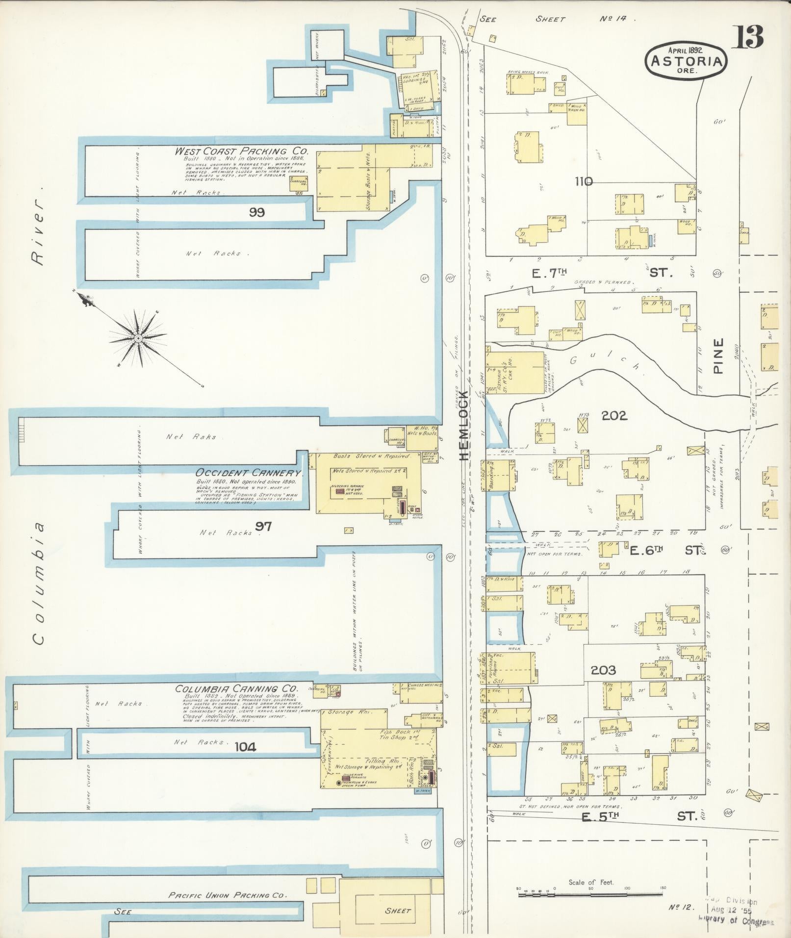 Sanborn Fire Insurance Map from Astoria, Clatsop County, Oregon (1892), Sheet #0013 - Complete Map Set gallery image, historic Sanborn map, vintage wall art, Oregon Oregon