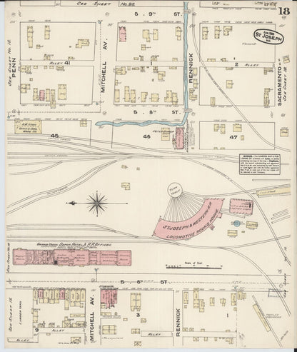 Sanborn Fire Insurance Map from Saint Joseph, Buchanan County, Missouri (1883), Sheet #0018 - Complete Map Set gallery image, historic Sanborn map, vintage wall art, Missouri Missouri