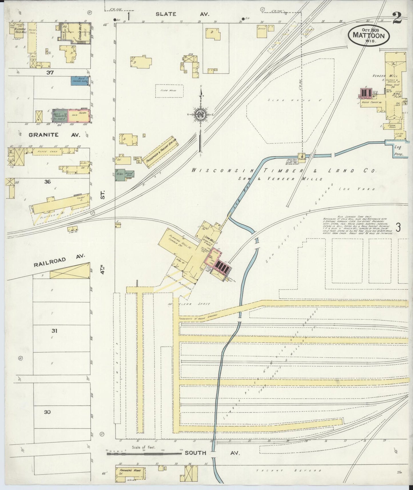 Sanborn Fire Insurance Map from Mattoon, Shawano County, Wisconsin (1909), Sheet #0002 - Historic Sanborn Fire Insurance Map Print, vintage old map wall art, antique decor, genealogy gift, Wisconsin Wisconsin map
