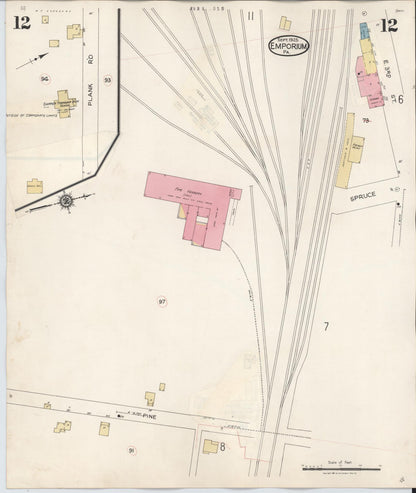 Sanborn Fire Insurance Map from Emporium, Cameron County, Pennsylvania (1938), Sheet #0012 - Complete Map Set gallery image, historic Sanborn map, vintage wall art, Pennsylvania Pennsylvania