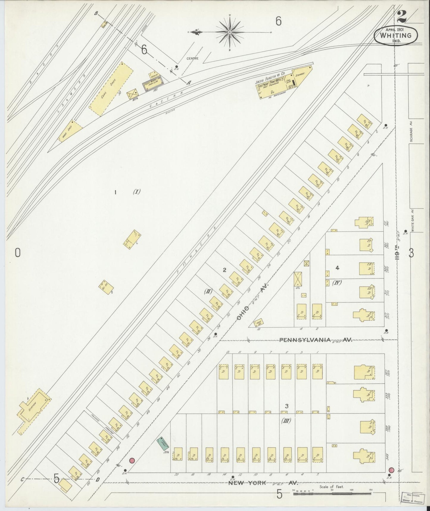 Sanborn Fire Insurance Map from Whiting, Lake County, Indiana (1901), Sheet #0002 - Complete Map Set gallery image, historic Sanborn map, vintage wall art, Indiana Indiana