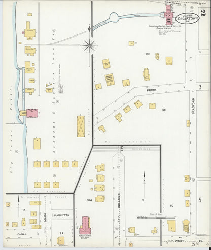 Sanborn Fire Insurance Map from Cedartown, Polk County, Georgia (1905), Sheet #0002 - Complete Map Set gallery image, historic Sanborn map, vintage wall art, Georgia Georgia