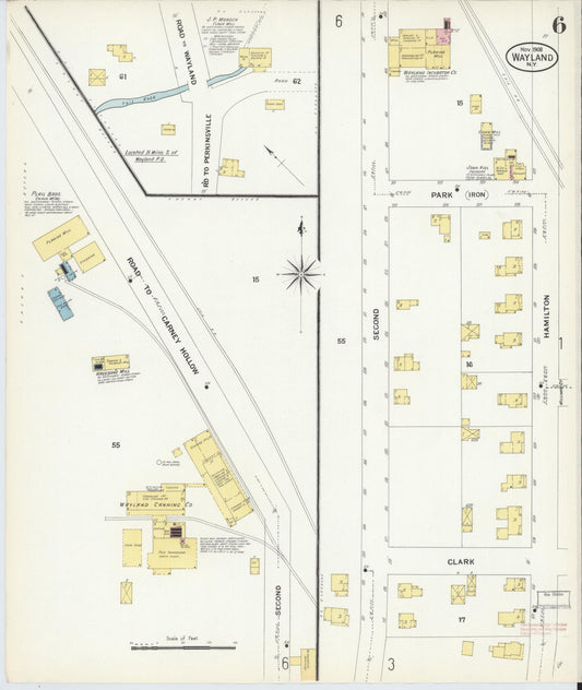Sanborn Fire Insurance Map from Wayland, Steuben County, New York (1908), Sheet #0006 - Historic Sanborn Fire Insurance Map Print, vintage old map wall art, antique decor, genealogy gift, New York New York map