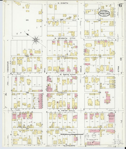 Sanborn Fire Insurance Map from Ironton, Lawrence County, Ohio (1909), Sheet #0006 - Historic Sanborn Fire Insurance Map Print, vintage old map wall art, antique decor, genealogy gift, Ohio Ohio map