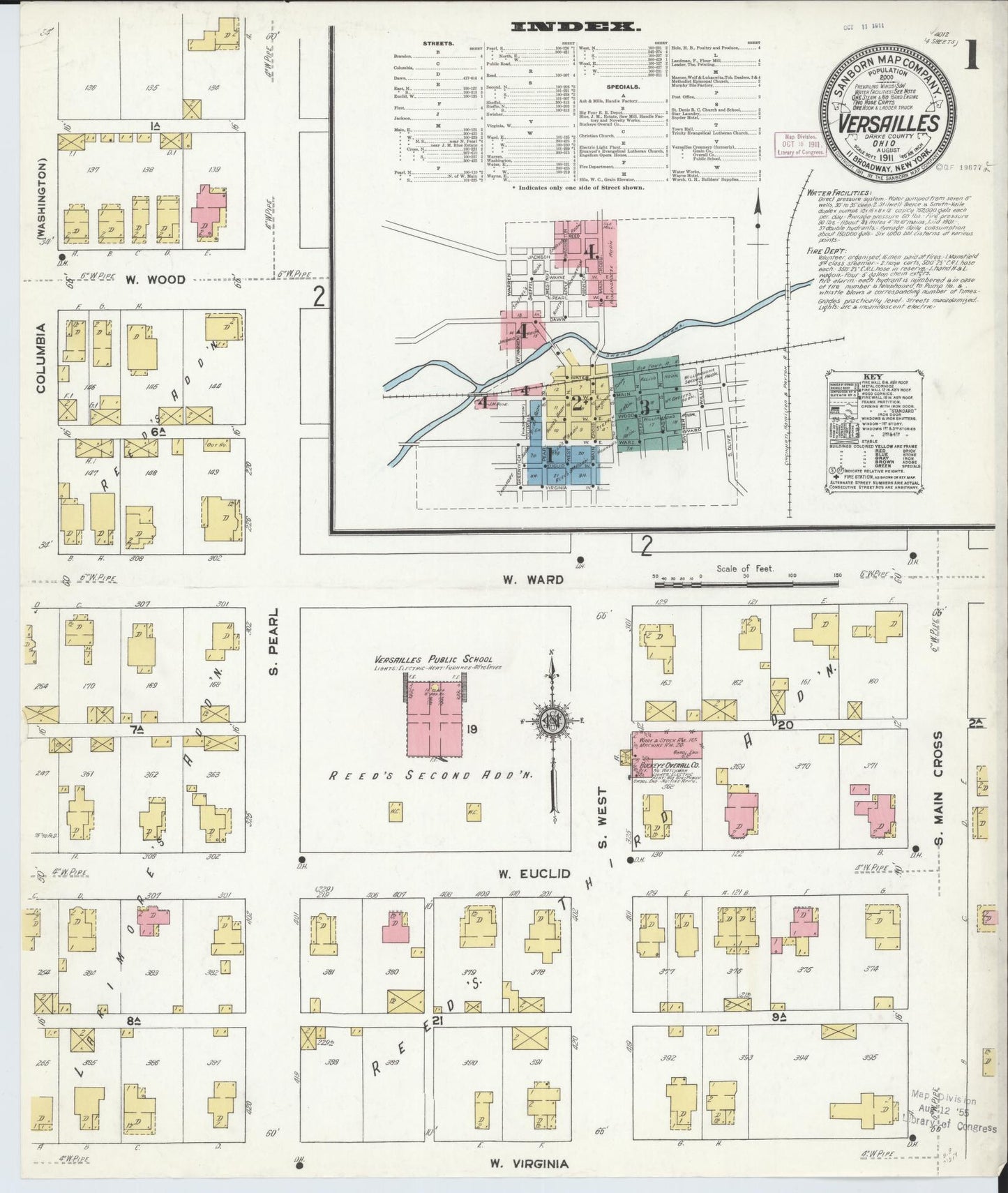 Sanborn Fire Insurance Map from Versailles, Darke County, Ohio (1911), Sheet #0001 - Historic Sanborn Fire Insurance Map Print, vintage old map wall art, antique decor, genealogy gift, Ohio Ohio map