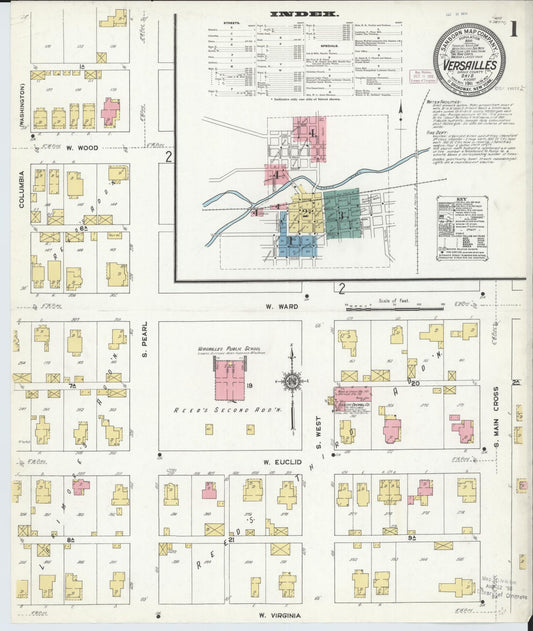 Sanborn Fire Insurance Map from Versailles, Darke County, Ohio (1911), Sheet #0001 - Historic Sanborn Fire Insurance Map Print, vintage old map wall art, antique decor, genealogy gift, Ohio Ohio map