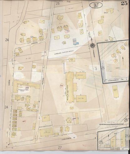 Sanborn Fire Insurance Map from Hilo, Hawaii County, Hawaii (1957), Sheet #0025 - Historic Sanborn Fire Insurance Map Print, vintage old map wall art