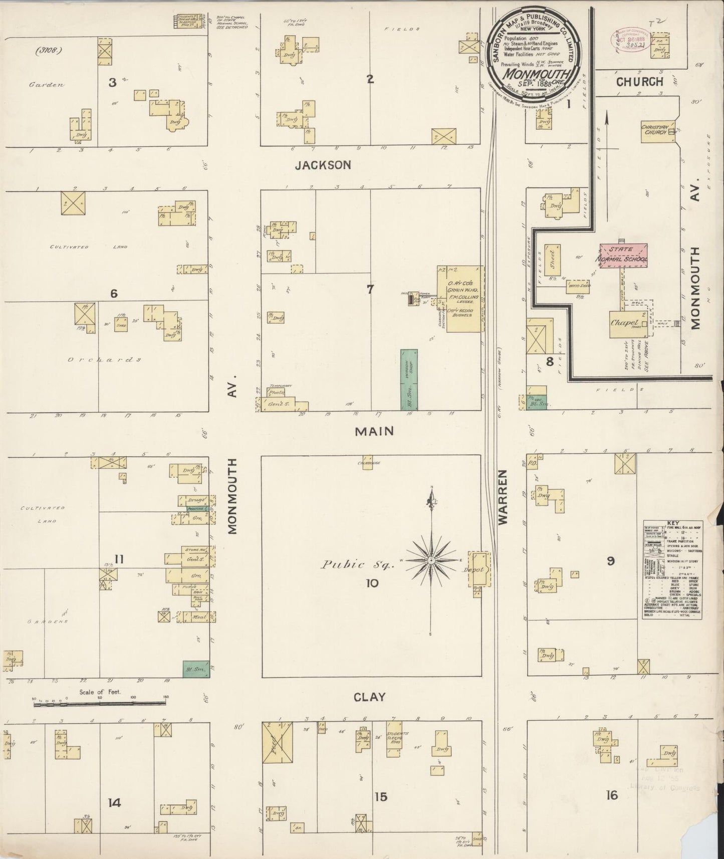 Sanborn Fire Insurance Map from Monmouth, Polk County, Oregon (1888), Sheet #0001 - Historic Sanborn Fire Insurance Map Print, vintage old map wall art, antique decor, genealogy gift, Oregon Oregon map