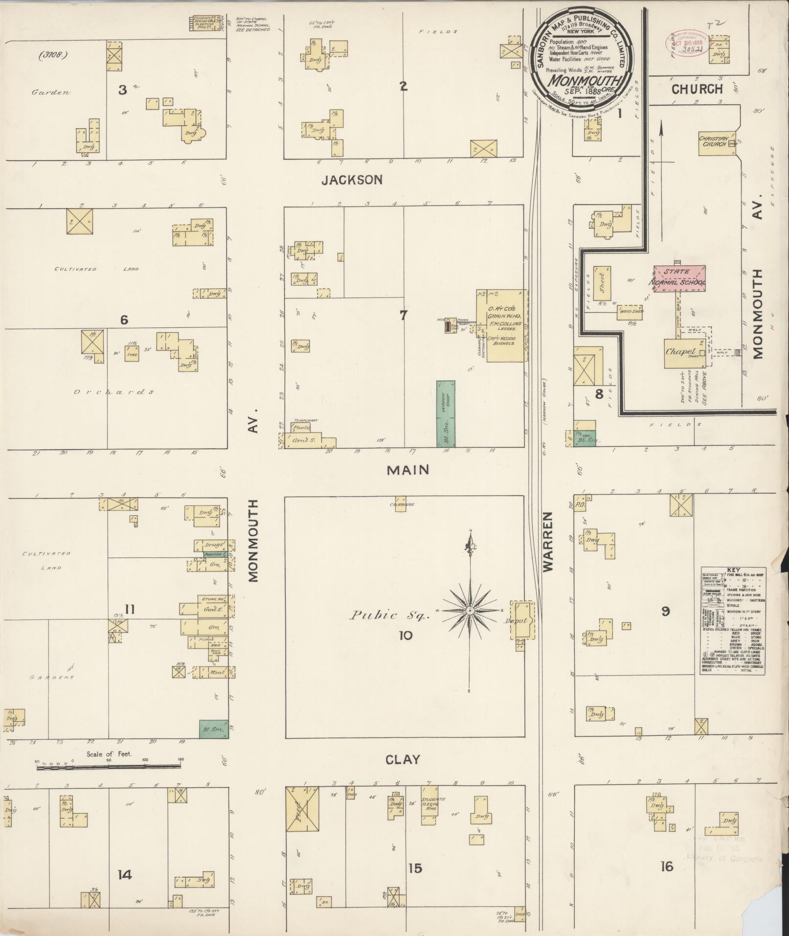 Sanborn Fire Insurance Map from Monmouth, Polk County, Oregon (1888), Sheet #0001 - Historic Sanborn Fire Insurance Map Print, vintage old map wall art, antique decor, genealogy gift, Oregon Oregon map