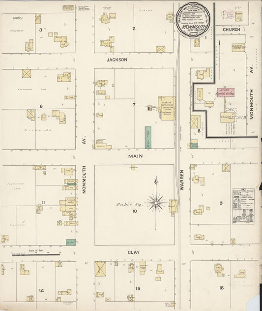 Sanborn Fire Insurance Map from Monmouth, Polk County, Oregon (1888), Sheet #0001 - Historic Sanborn Fire Insurance Map Print, vintage old map wall art, antique decor, genealogy gift, Oregon Oregon map