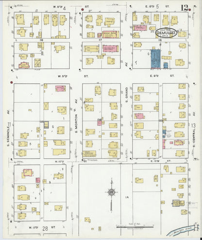 Sanborn Fire Insurance Map from Okmulgee, Okmulgee County, Oklahoma (1920), Sheet #0012 - Complete Map Set gallery image, historic Sanborn map, vintage wall art, Oklahoma Oklahoma