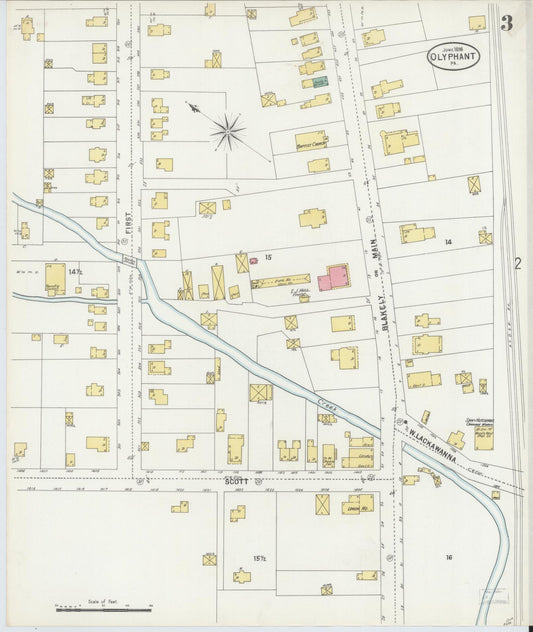 Sanborn Fire Insurance Map from Olyphant, Lackawanna County, Pennsylvania (1898), Sheet #0003 - Historic Sanborn Fire Insurance Map Print, vintage old map wall art, antique decor, genealogy gift, Pennsylvania Pennsylvania map