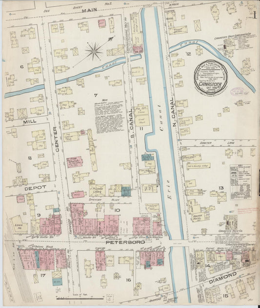 Sanborn Fire Insurance Map from Canastota, Madison County, New York (1885), Sheet #0001 - Complete Map Set gallery image, historic Sanborn map, vintage wall art, New York New York