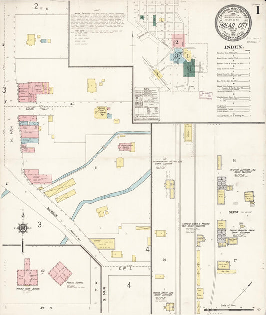 Sanborn Fire Insurance Map from Malad City, Oneida County, Idaho (1915), Sheet #0001 - Historic Sanborn Fire Insurance Map Print, vintage old map wall art, antique decor, genealogy gift, Idaho Idaho map